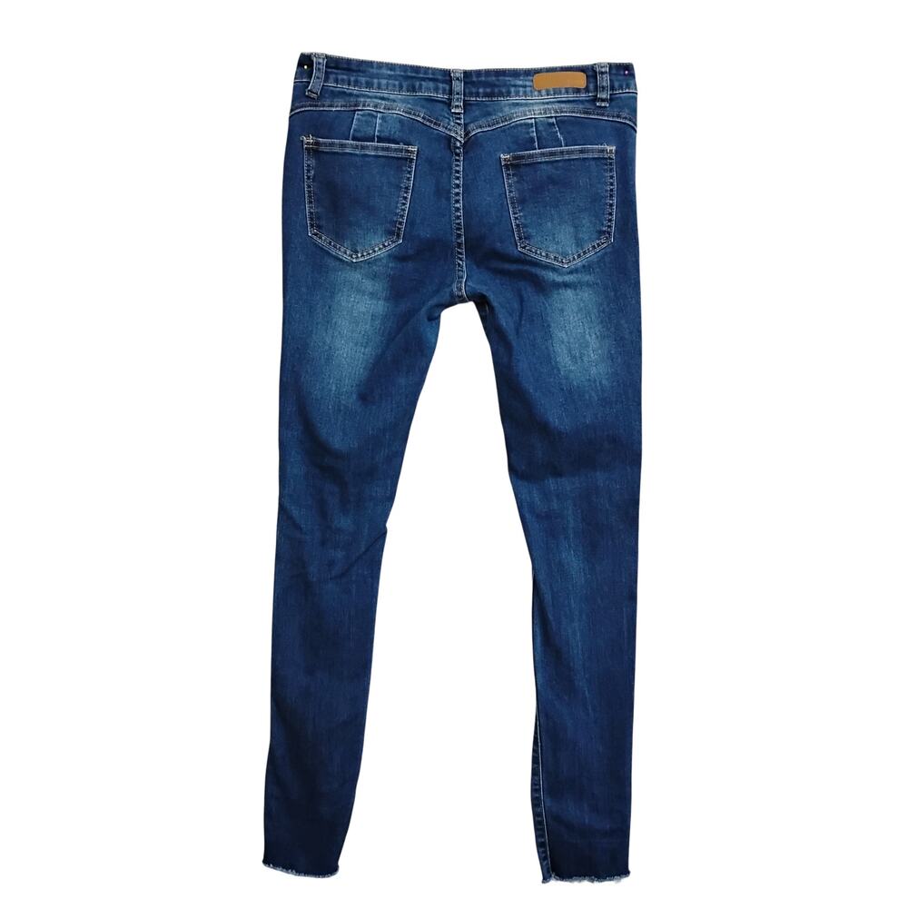 GOGO Jeans Co. Skinny Distressed Jeans Size 7 Junior Dark Blue 5 Pockets - Picture 8 of 12